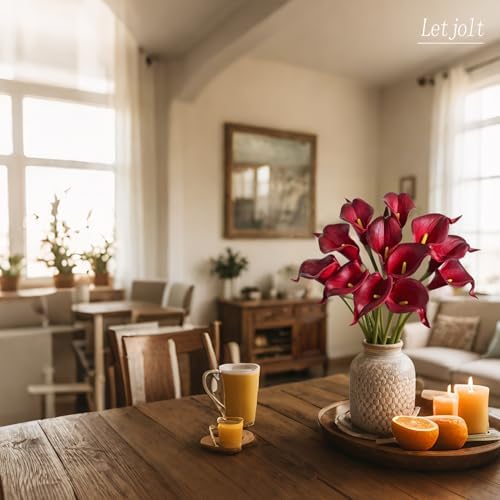 Letjolt Artificial Calla Lily Flowers 12Pcs, Dark Red - Image 2