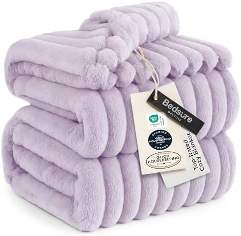 Bedsure Soft Queen Size Blanket for Bed Lavender Fog 90"x90" by BEDSURE