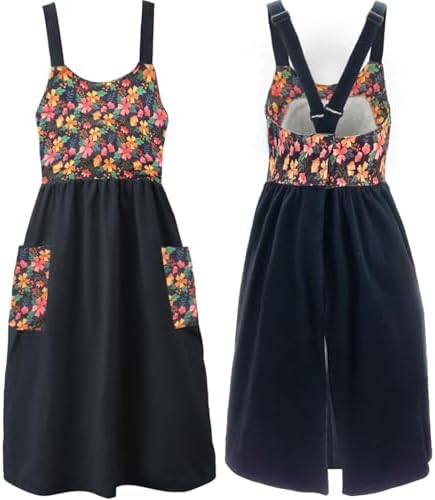 Cotton Linen Apron Cross Back Apron for Women with Pockets Pinafore Dress by Uaussi