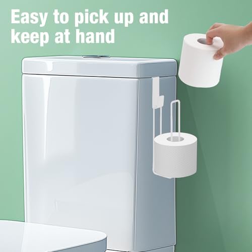 Tokokimo Toilet Paper Storage, Wall Mount Toilet Paper Holder Self Adhesive for 2 Roll Tissue, Over The Tank Toilet Paper Holder Stainless Steel for Bathroom Storage, RV (White 1Pcs) - Image 5