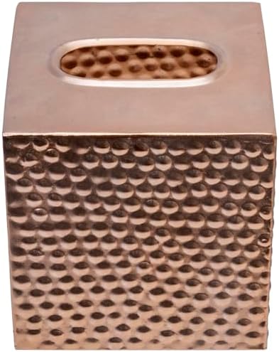 Tissue Box Cover Holder Square - Gold Cube Tissues Boxes Covers Bathroom Accessories - Decorative Bronze Facial Paper Holders Modern Home Decor - Vintage Matte Wood Metal Tissue Dispenser for Office - Image 7