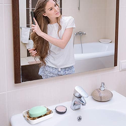 Bamboo Wooden Soap Dishes for Bathroom Bar Soap Holder Shower Soap Holder Sink Deck Bathtub Shower Tray (Two Pieces White) - Image 6