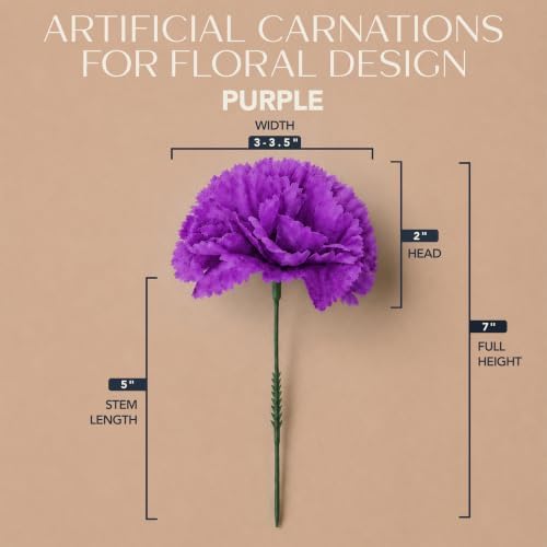 Royal Imports Carnation Artificial Flowers for Weddings – Purple 100pk - Image 2