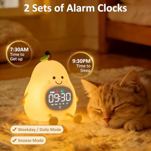 Pear Kids Alarm Clock with Night Light, OK to Wake Clock for Toddler - Image 4