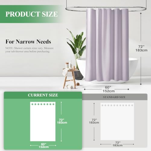 Dynamene Stall Waffle Shower Curtain 256 GSM Heavy Fabric 60x72 Lavender - Image 2