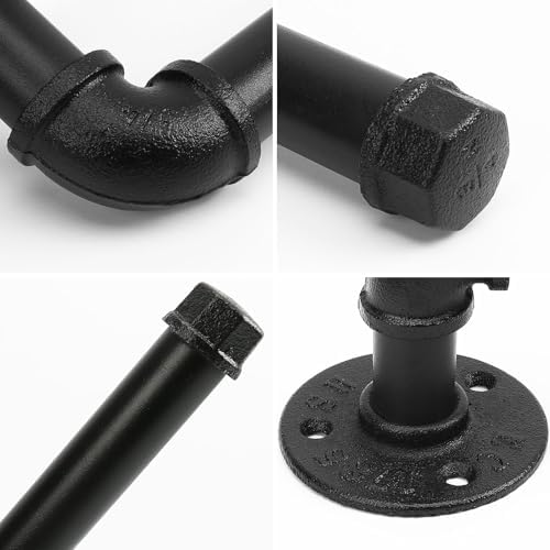 Industrial Pipe Toilet Paper Holder, Heavy Duty DIY Vintage Rustic Iron Farmhouse Style Roll Tissue Wall Mount Paper Holder Towel Racks with Hardware for Bathroom, Kitchen, Bedroom (1, Black) - Image 5