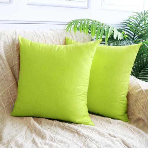 Thmyo 4-Pack 100% Cotton Comfortable Solid Decorative Throw Pillow Case, Square Cushion Cover Pillowcase Sublimation Blank Pillow Covers DIY Throw Pillowcase for Sofa(18x18inch/45x45cm,Light Green) - Image 2