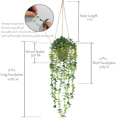 Nisoger Artificial Hanging Plants with Basket for Indoor Outdoor Decor - Image 2