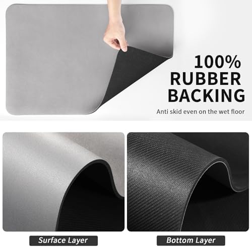 HotLive Dish Drying Mat for Kitchen Counter, Heat Resistant Drainer Mats with Non-slip Rubber Backed, Hide Stain Kitchen Super Absorbent Draining Mat, Easy to Clean Dish Rack Pad, Grey 16"x18" - Image 5