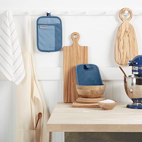 KitchenAid Beacon Two-Tone Non-Slip Pot Holder Set, Blue Velvet/Blue Heaven, 7"x10", 2 Piece - Image 2