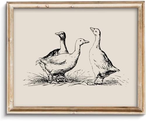 Vodefoad Goose Sketch Vintage Wall Art Retro Nursery Sketch Print Rustic Ducks Wall Decor for Gallery Nursery Bedroom Bathroom Office - 11x14Inch Unframe by VodefoadVintageWallArt