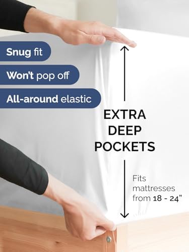 CGK Extra Deep Cal King Single Fitted Sheet Only - White - Image 2