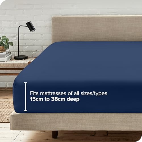 Bare Home King Fitted Sheet - 1800 Ultra-Soft (King, Dark Blue) - Image 6