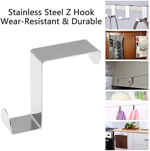 5 Pcs Z-Shaped Over The Door Hooks Fits 2" and 1" (Silver) - Image 5