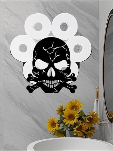 Sugar Skull Toilet Tissue Holder,Animal Paper Holders,Decorative Metal Papers Holder,Funny Toilet Animal Storage for Bathrooms,Bathroom Paper Organizer for Extra 8 Rolls Wall Mounted Art Decor by Ahbuohe