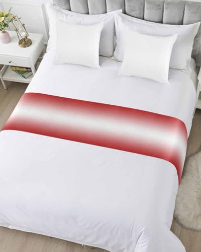 DecorLovee Red Ombre Bed Runners for Queen Size Bed, Modern Abstract Art Decorative Bed Throws for Foot of Bed, Red White Gradient Bed Runner Sofa Throw Bedding Scarf Protector Slipcover for Bedroom - Image 5