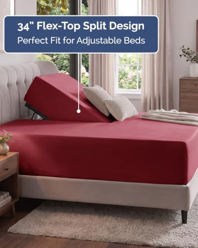 CGK Extra Deep Flex Top Split Head King Fitted Sheet Only - Burgundy - Image 3