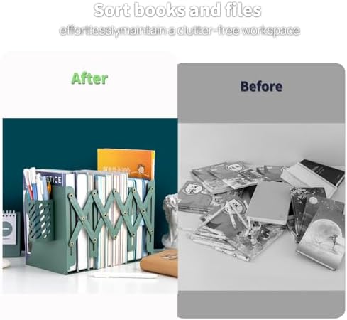 Adjustable Book Ends for Heavy Books, Metal Expandable Bookends for Shelves, Book Organizer Stopper Holder for Desk, Kids Room, Classroom, Office, Library (Green) - Image 5