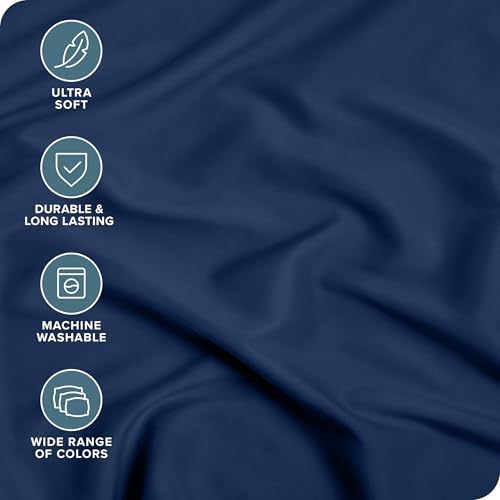Bare Home King Fitted Sheet - 1800 Ultra-Soft (King, Dark Blue) - Image 2