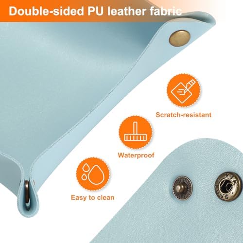 HARFINGTON 2pcs PU Leather Valet Tray Unisex Folding Small Catchall Tray - Image 5