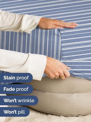 CGK Extra Deep Queen Single Fitted Sheet Only - Blue Stripes - Image 4