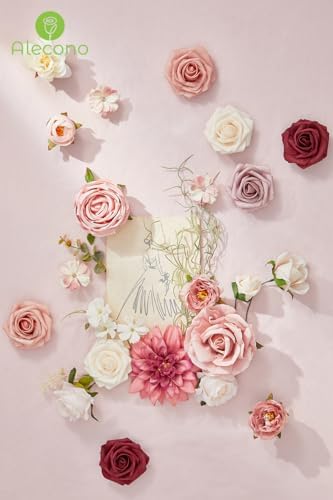 Alecono Pink Artificial Flowers Set for DIY Wedding Centerpieces - Image 2