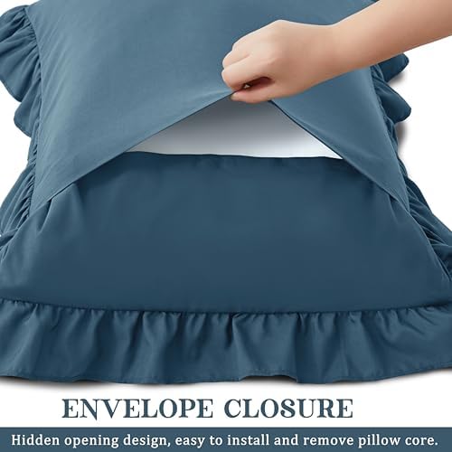 KKJIAF Ruffle Body Pillow Cases Set of 1, Dark Blue - Image 5
