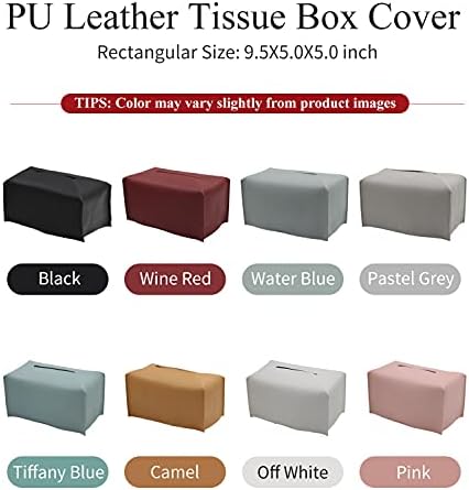 Livelab Tissue Box Cover, Modern Decorative PU Leather Rectangular Tissue Box Case Organizer Holder for Vanity Countertop, Night Stands, Livingroom, Office Desk & Car 9.5X5X5'' | Pastel Grey - Image 5