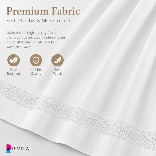 White Jacquard Bed Skirt Queen 16" Drop, Elastic Wrap Around Bedskirt - Image 5