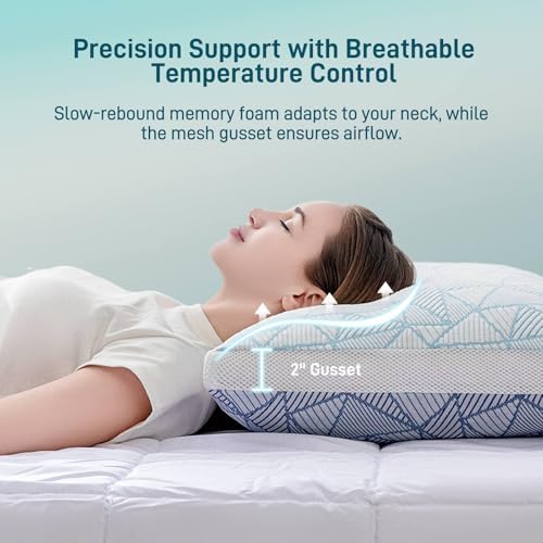 Cotelovo Shredded Memory Foam Cooling Soft Bamboo Viscose Pillows Adjustable Hypoallergenic Hotel Quality Pillows for Stomach, Back or Side Sleeper, Oeko-TEX Certified King Set of 2 - Image 5