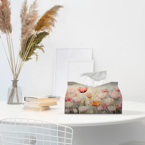 Spring Floral Tissue Box Cover Rectangle for Office Desk Decor - Image 3