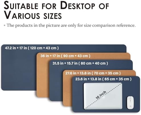 Cork Desk Mat - Dual-Sided Desk Pad for Office and Home - Desk Organization and Accessories - Ideal for Large Mouse Pad and Desk Mats on Top of Desks(Dark Blue,27.6"x 13.8") - Image 5