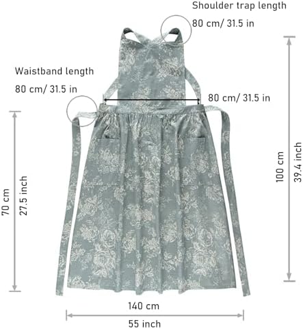 Adult Kitchen Apron Floral Cotton Waterproof Adjustable Apron Cooking Baking Garden Chef Apron with Pocket - Image 2