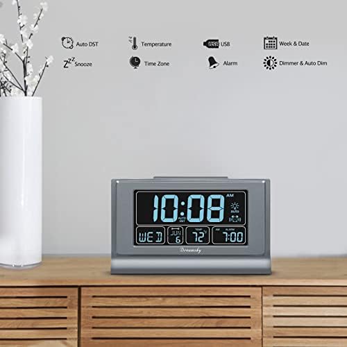 DreamSky Alarm Clocks for Bedrooms with Battery Backup, Auto Set - Image 4