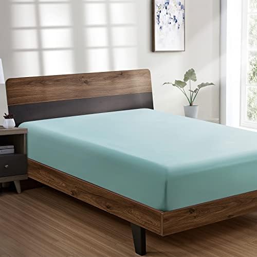 FreshCulture Full Fitted Sheet - Hotel Quality Fitted Sheet - Ultra Soft & Breathable - Brushed Microfiber - Deep Pocket - Cooling Fitted Sheets for Full Size Bed (Spa Blue) by FreshCulture