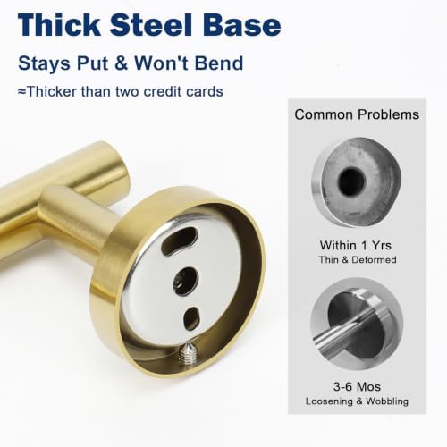 NearMoon Bath Towel Hooks- SUS 304 Stainless Steel Robe Hook Holder, Heavy Duty Coat Hook for Bathroom Livingroom Hotel Kitchen Garage, Wall Mounted (Brushed Gold, 3 Pack) - Image 4
