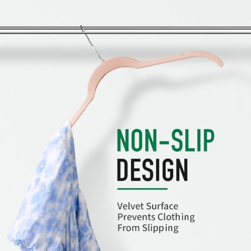 Sishynio Premium Velvet Shirt Hangers 30 Pack, Non-Slip 360° Swivel Hook Space-Saving Felt Hanger, Slim Flocked Hangers for Blouses, Strappy Dresses, Tank Tops(Pink) - Image 6