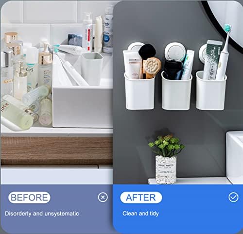 LEVERLOC Powerful Suction Cup Toothbrush Holders for Bathroom 2Pack, White - Image 6