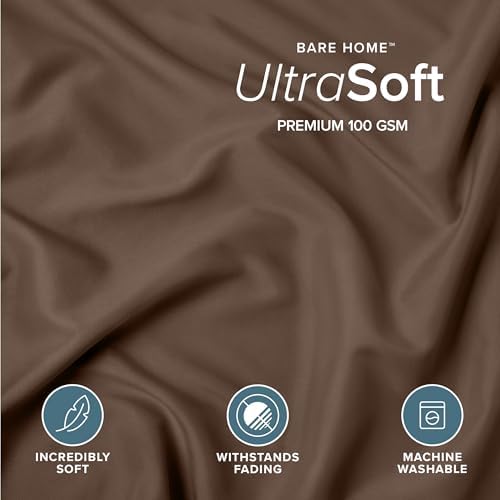 Bare Home Pillow Sham Covers 1800 Ultra-Soft Set of 2 (King, Cocoa) - Image 3