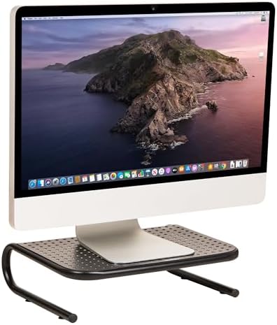 Mind Reader Monitor Stand, Ventilated Laptop Riser, Desktop Organizer, Office, Metal, Black by MindReader