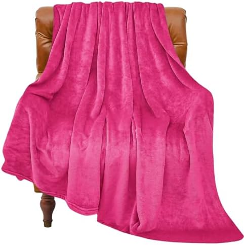BEDELITE Fleece Blanket Soft Plush Twin Size Blanket Hot Pink 60"x80" by BEDELITE
