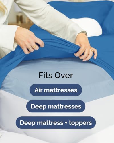 CGK Linens 2 Pack Extra Deep Twin Fitted Sheets - Royal Blue - Image 7