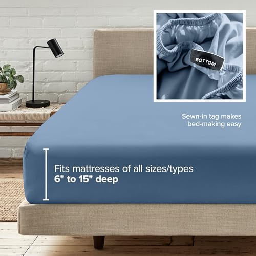 Bare Home Full Fitted Sheet - 1800 Ultra-Soft (Full, Coronet Blue) - Image 6