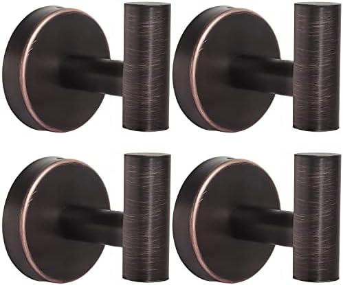 Bathroom Robe Towel Hooks Coat Wall Hook Stainless Steel Heavy Duty Door Hanger Clothes Cabinet Closet Sponges Hook for Bathroom Bedroom Kitchen Hotel Pool 4 Packs (Oil Rubbed Bronze) by Homagic