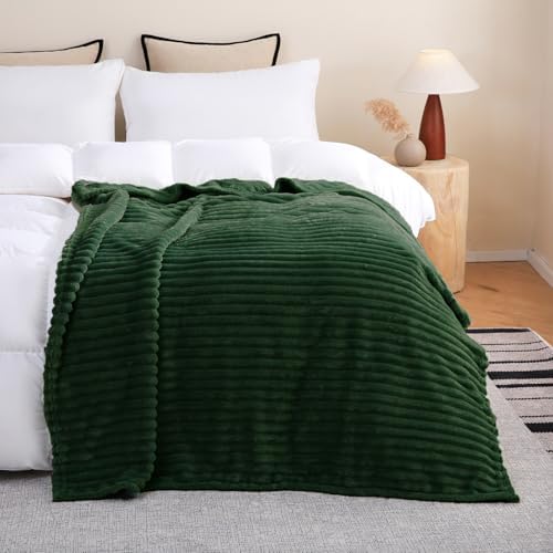 Green Fleece Throw Blanket 90”×90” for Couch Sofa Livingroom - Image 2