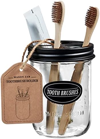 Mason Jar Toothbrush Holder-Black-with 16 Ounce Mason Jar - Image 2