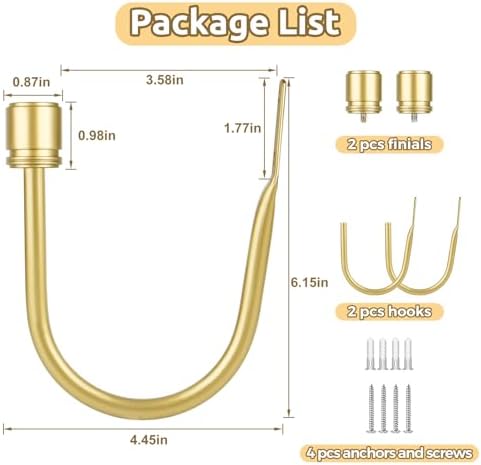 HOTOZON Curtain Holdbacks 2 Pack for Windows, Gold(1 Pair/2 Pack), Large - Image 5