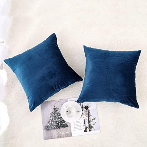 NiNi ALL Blue Velvet Throw Pillow Covers 22x22 Pack of 2 Decorative Couch - Image 2