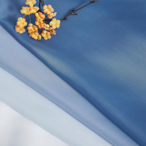NICETOWN Navy Blue Ombre Sheer Scarf Curtains Valances, Elegant Backdrop Voile Texture for Indoor Outdoor Wedding Ceremony/Party/Pergola Canopy, Set of 2, W60 x L216 - Image 7