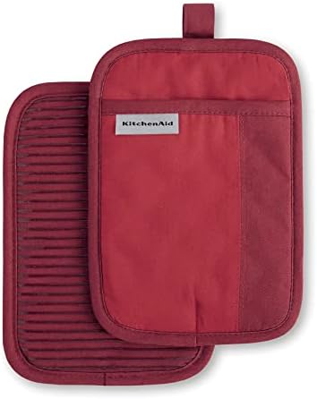 KitchenAid Beacon Two-Tone Non-Slip Pot Holder Set, Passion Red/Bordeaux, 7"x10", 2 Piece by Unknown